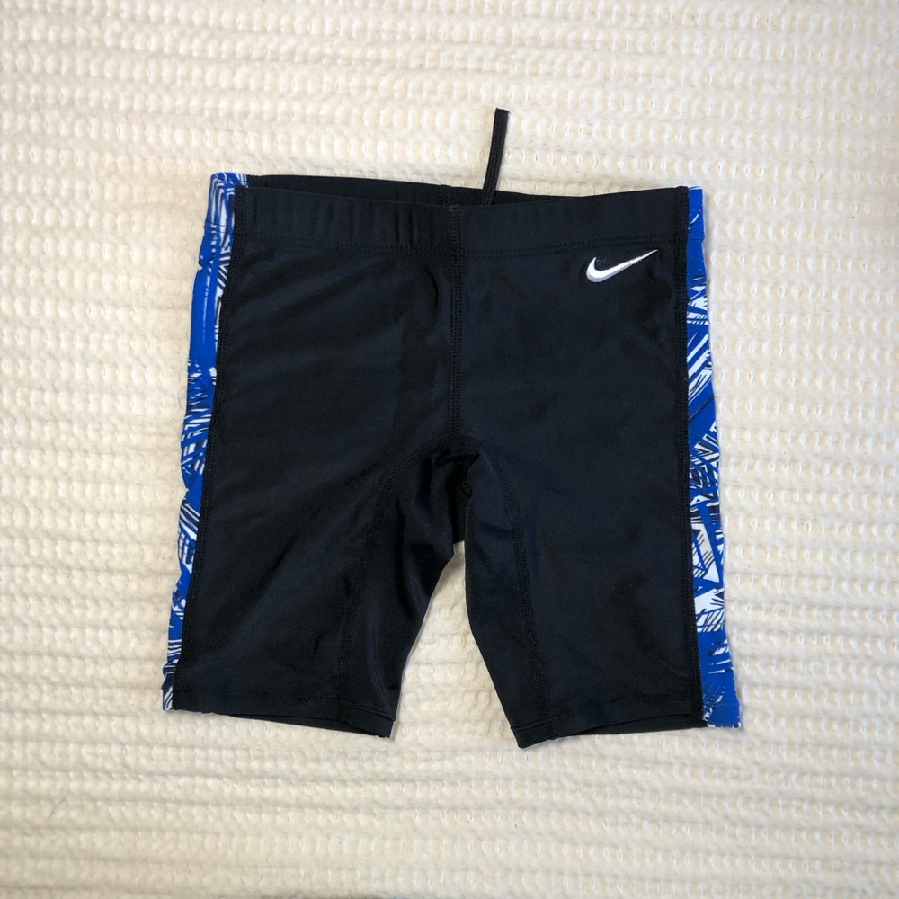 Nike Boys Black Swim Jammers with Blue Patterned Side Panels Size 24 (XS)